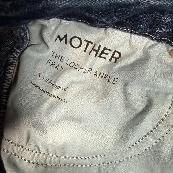 Mother Denim The Looker Ankle Fray Jeans In Need For Speed Wash Size 28 Blue - Picture 6 of 11